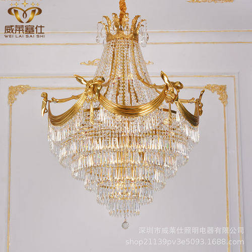欧式全铜奢华大吊灯欧式别墅客厅复式楼酒店大堂中楼餐厅挑空大灯