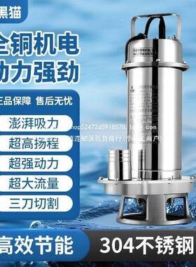 抽水机腐220v不V锈钢耐蚀OZP水潜泵380高扬程化粪池污水泵304切割