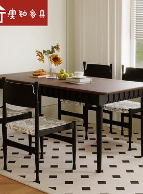 澳铂小中古风餐桌宿实桌木餐XH240701厅饭桌民洽谈大板桌户型家用