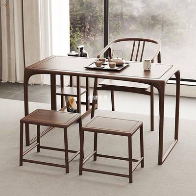 阳新台茶桌椅组合GKH老榆茶桌中式泡茶桌小户型家休木闲桌椅用茶