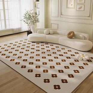 法式轻客奶油系地垫厅沙发茶几毯卧室床SDC边奢地质感圈绒防毯水