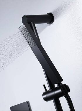 黑色长方形LED嵌入式冷3热天幕淋浴HI05073C装带淋置物架HI0浴50