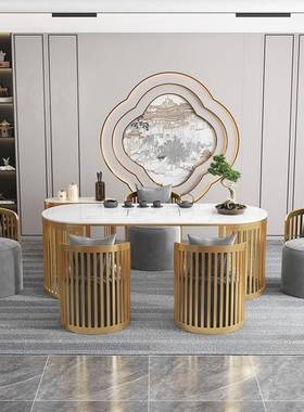 8V阳台茶桌椅组合家用小户型轻奢F77MJM99办室极板茶台简约岩简茶