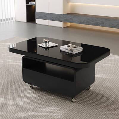 现代轻奢钢玻璃化车推约茶几可移动储物简GGM小户型家用客厅沙发