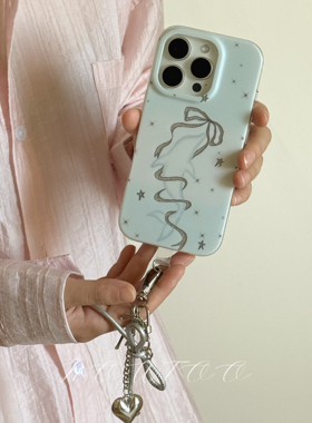 NOWTOO原创蓝色渐变闪粉海豚双层imd磨砂苹果iphone手机壳独特好看新款2025网红爆款适用14/15/16/17promax