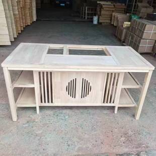 白胚实木家具橡胶木拆装茶桌散装皇宫椅豪华官帽椅室内客厅茶室