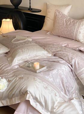 新品轻奢少女风高精密提花100s长绒棉四件套蝴蝶刺绣全棉床上用品