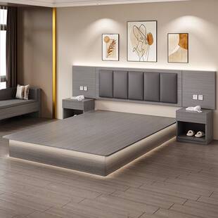 酒店家具宾馆床定 制标间床全套民宿成套客房快捷旅馆床双床箱