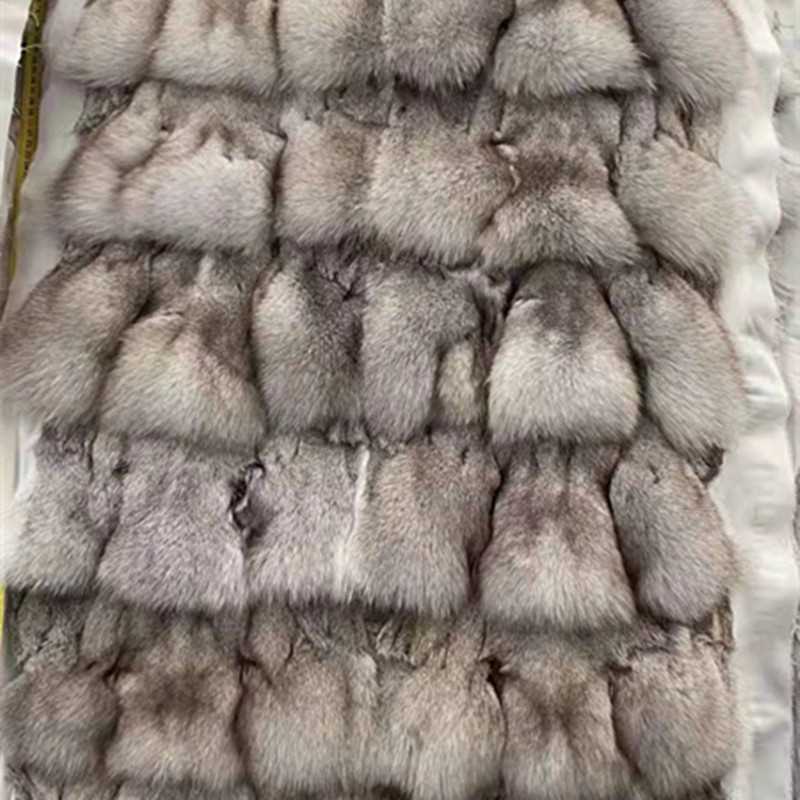 自然色狐狸毛挂毯白狐搭毯十字狐褥子赤狐汽车腰枕坐垫抱枕原料