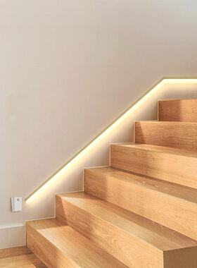 体踢gs-lt02楼梯感应流灯带追光免布线自粘楼道入户门脚线人自动