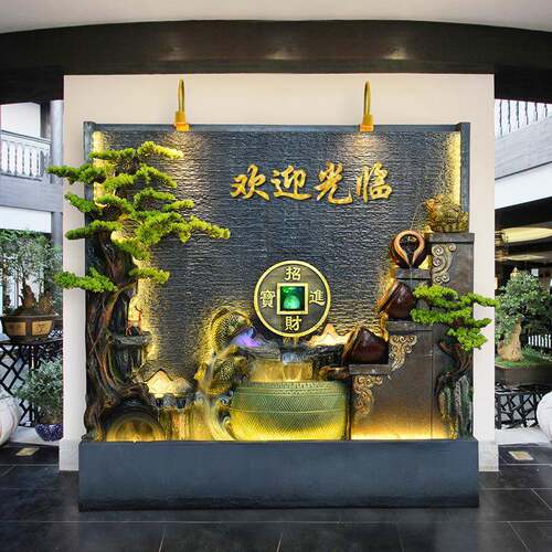 水幕墙流水屏风隔断办公室背景户外庭院假山鱼池造景装饰落地摆件