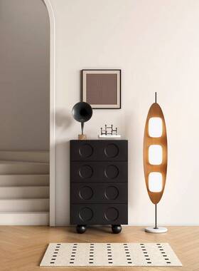 家用复古黑色斗柜卧室床尾收纳储物柜客厅简约斗柜沙发边柜小斗柜