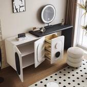 现代极简梳妆台可转角伸缩斗柜一体卧室小户型家用新款 化妆桌