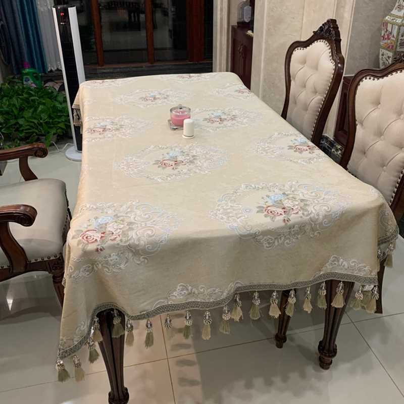 1F13欧式风格奢华茶几客厅家用餐桌台布方桌正方形长方形布艺桌布