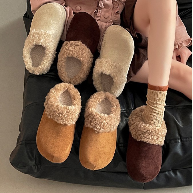 竹天帛小众简约设计感包头勃肯鞋女秋冬新款多巴胺百搭休闲棉拖鞋