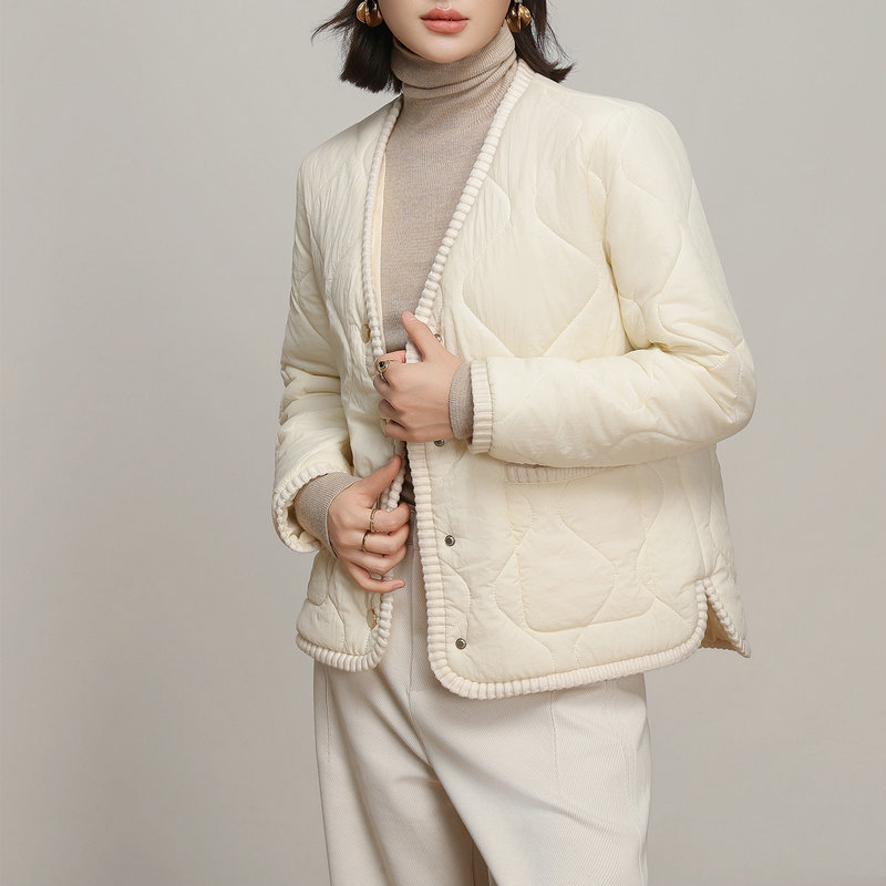 冬季外套女新款夹克加厚韩版袄子冬女小个子高级感填充物羊毛棉服