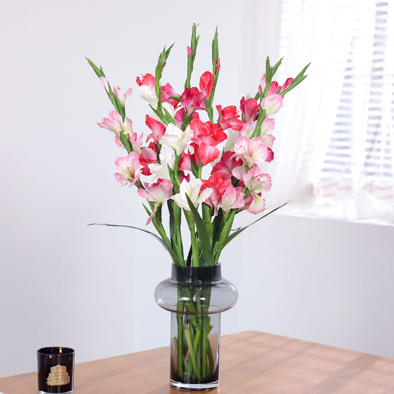 速发高品质花剑兰花唐菖蒲落地花瓶干大装饰摆设手工绢花花型假花