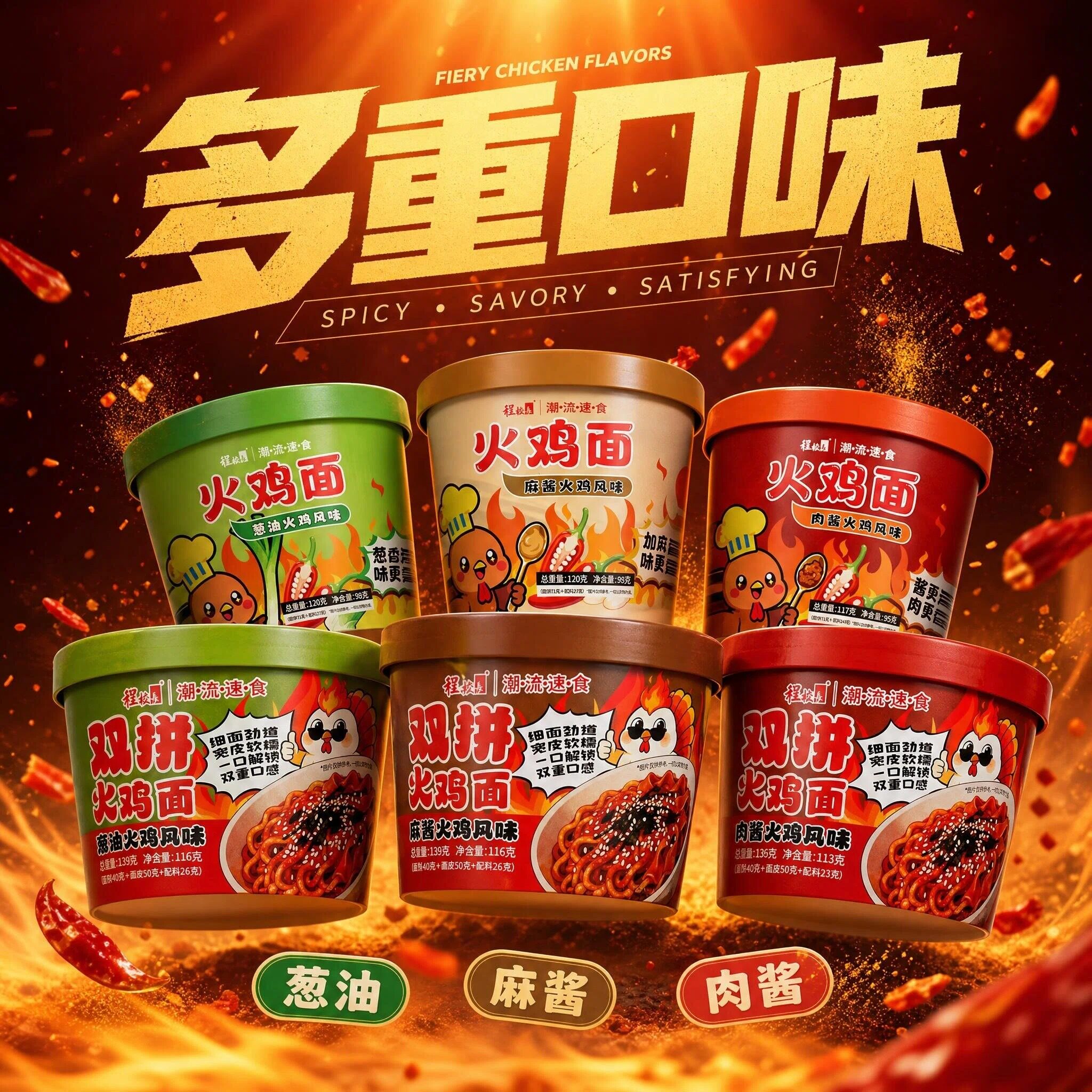 程校长双拼火鸡面免煮速食劲道
