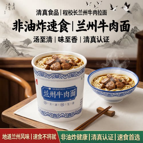 程校长牛肉拉面清真兰州桶装泡面