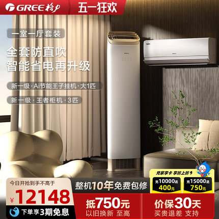 【节能王子+王者】格力空调套装家用一室一厅暖新一级变频冷暖