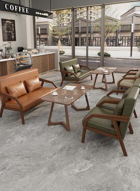 复古咖啡厅桌椅休闲 奶茶店酒吧商用书吧饭厅卡座沙发会客洽谈椅