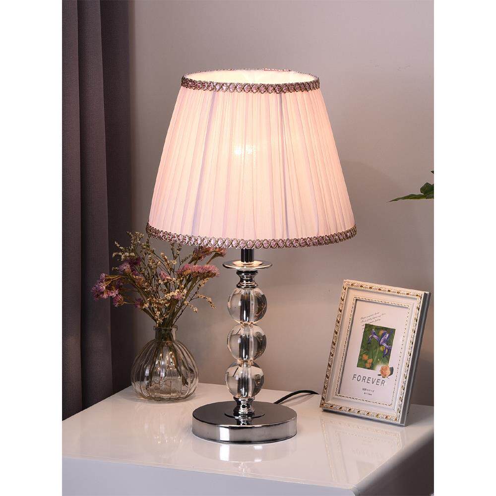 台灯卧室床头灯水晶创意粉红色温暖浪漫的欧洲现代简单家居触摸感