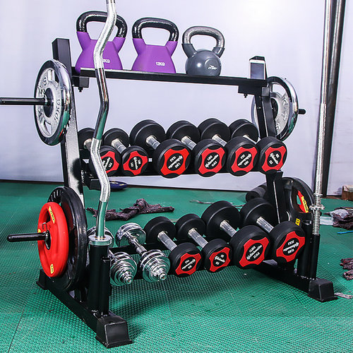 速发哑铃架杠铃片收纳架子健身房置物架私教储工具器材运动器械小