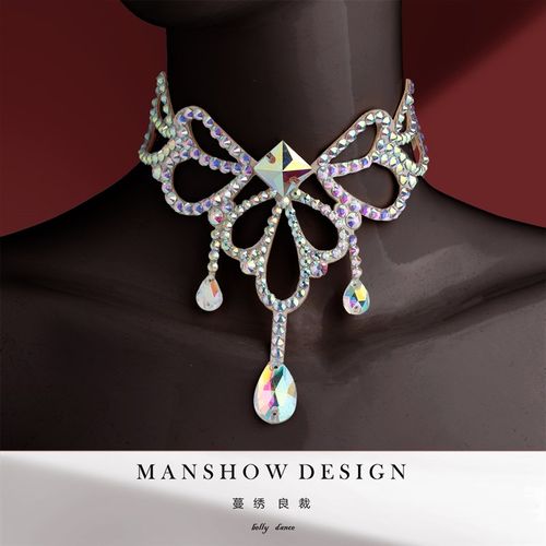 速发蔓绣颈链 肚皮舞饰品  锁丁舞 舞超闪短款项链配饰性感拉骨链