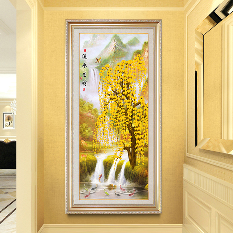 现货速发简欧式玄关装饰画竖版客厅走廊尽头墙面装饰挂画牡丹过道图片