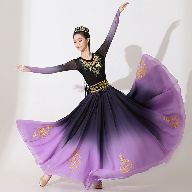速发表服舞蹈演出疆维族服装剧目新演服艺考练习裙子维吾尔族舞蹈