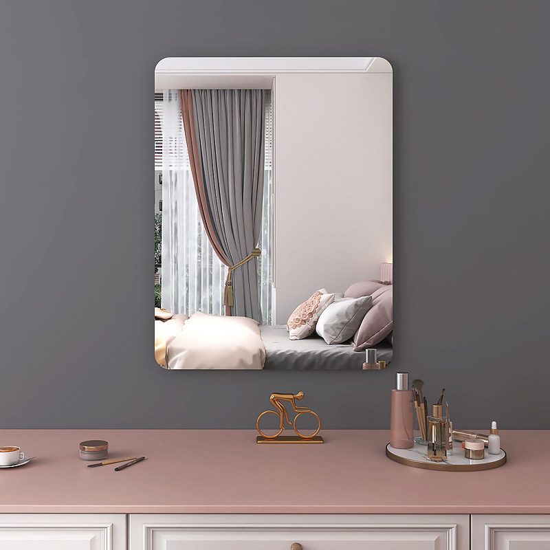 速发镜台贴墙自粘卧室梳妆子贴墙化妆镜卫生间壁挂粘挂浴室镜简约