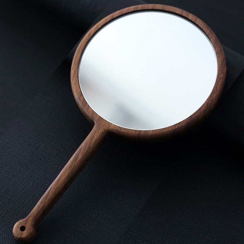 速发实原化妆镜木木手拿梳妆便子日式生礼物镜携LOGO可新品