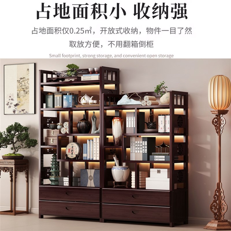 热销新中式实木博古架办公室家用隔断玄关展示柜置物架茶室收纳展