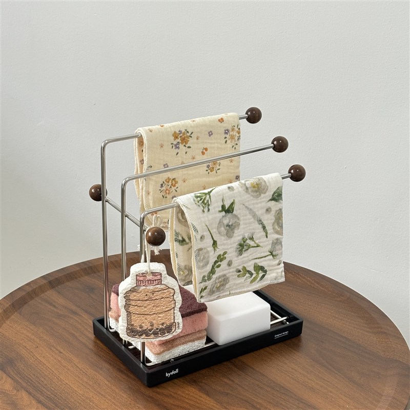 热销颜一好物 厨房沥水抹布架置物架子家用台面收纳洗碗布海绵毛