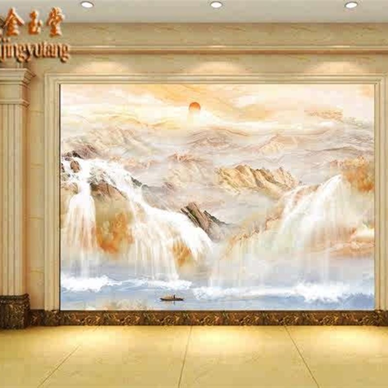 热销瓷砖大理石背景墙 欧式简约客厅电视墙砖3d微晶石大理石纹