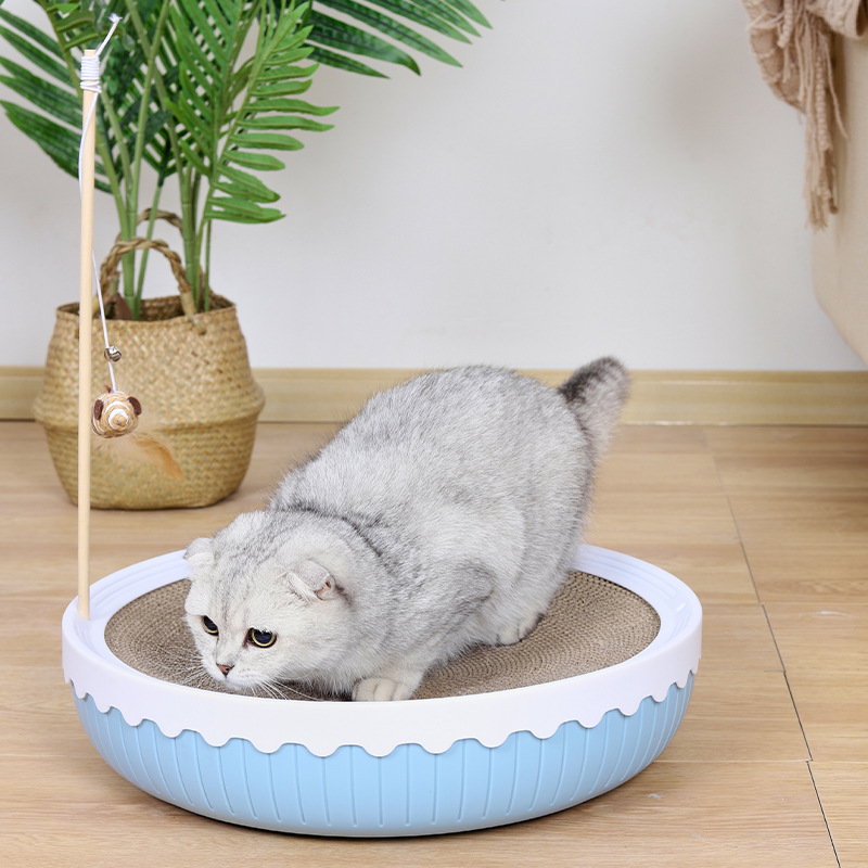 热销猫抓板窝瓦楞纸碗形猫窝垫猫爪板蹭毛猫玩具猫咪用品塑料壳逗