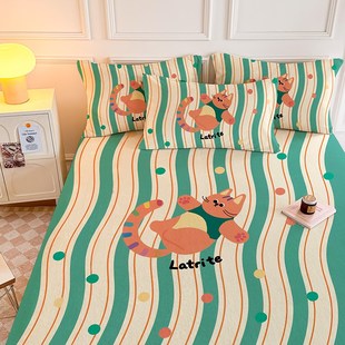 喵喵冬季 萌萌哒 加厚保暖牛奶珊瑚法兰绒床单单件学生宿舍三件套