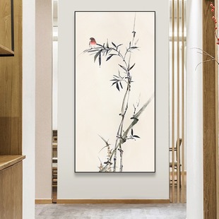 速发大节村节芬高升装关挂画新中式竹子喜鹊玄饰画原木风壁画