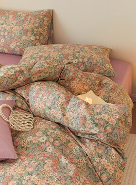 速发复古舍油画纯棉床上田件套四园宿风三件套1.8m床