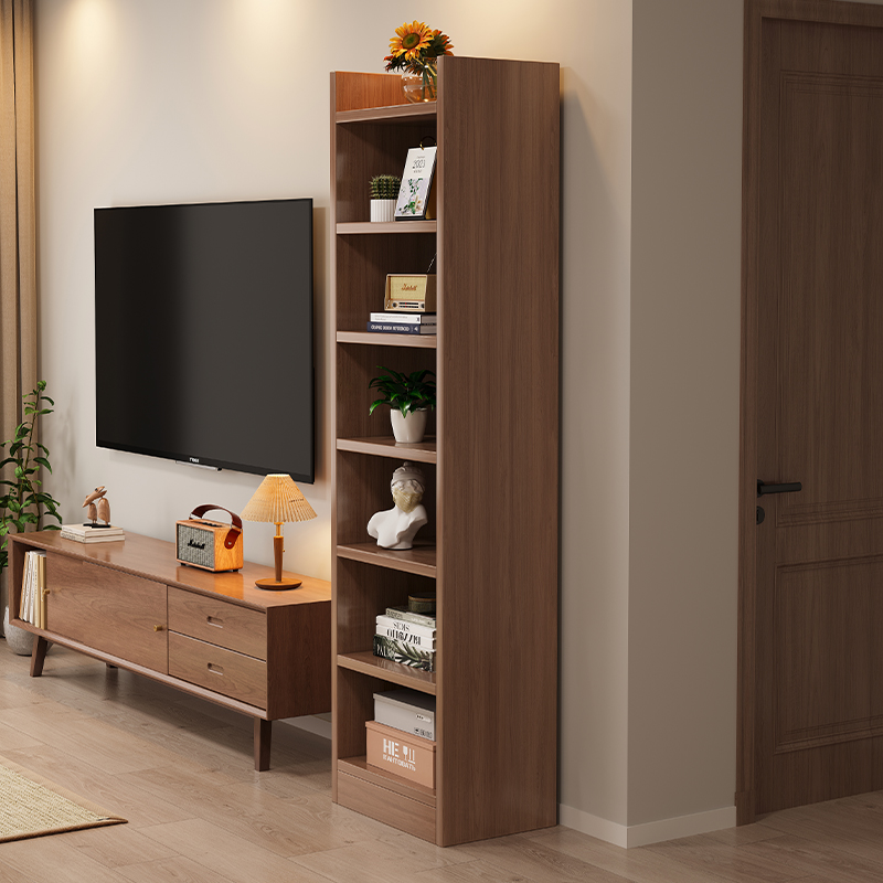 速发电胡柜旁书架视桃木色实木落架置物地家用书柜客厅收纳柜子展