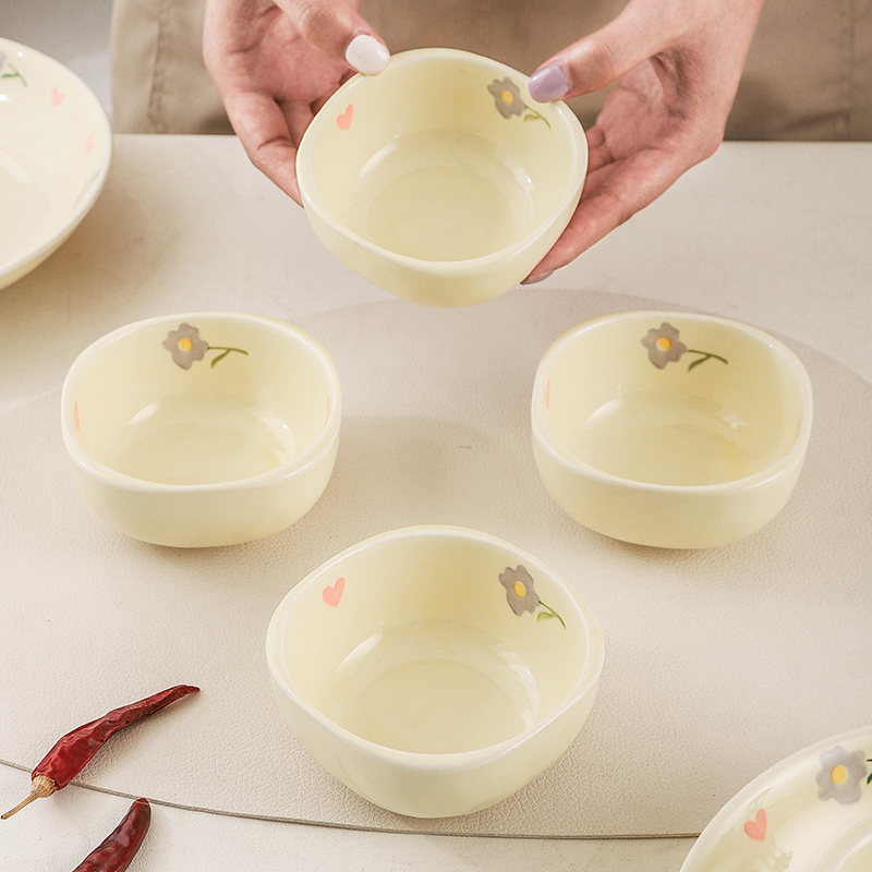 速发酱油蘸风料碟家用高颜值陶瓷火锅调料碟烤肉蘸奶碟调味碟小菜