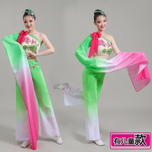 惊鸿舞中国风肩族舞蹈表演服 且吟春雨单民水袖 速发水古袖 典舞服装