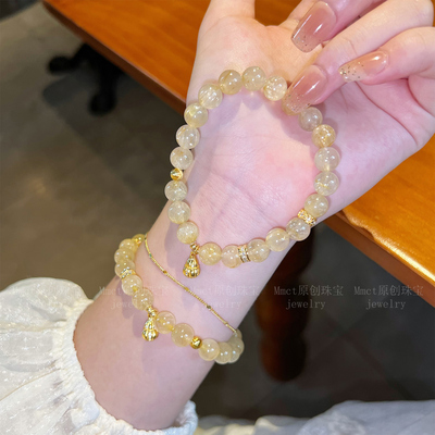 【小财迷】天然金发晶手串招财转运送女友老婆高级精致水晶手链女