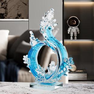 轻奢现代琉璃工艺品风生水起招财玄关电视柜酒柜艺术摆件乔迁礼物