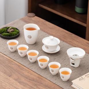 家用泡茶器高档简约功夫茶杯办公室会客茶杯印LOGO 羊脂玉茶具套装