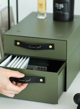 墨绿色堆叠抽屉 多功能收纳盒 咖啡机增高架 轻奢简约桌面杂物盒