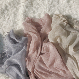 0气春装 202洋新款 半高领时纱打底衫 速发仙蕾丝内搭配毛衣网尚小衫