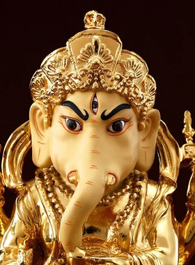 速发纯铜鎏金泰国象鼻财神铜像密宗红财神红象头王财神摆