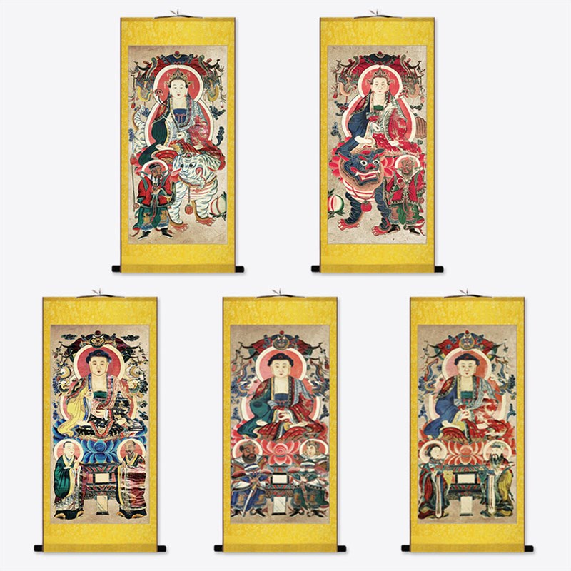 速发佛宝僧宝法宝三宝佛画文殊普贤菩萨像佛像水陆画道场卷轴挂画