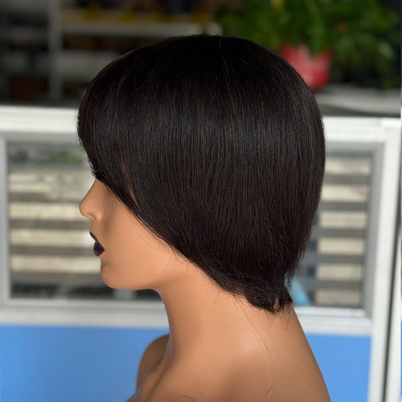 速发套人发黑直发头真非洲假发HuHa mr wig短人发精灵头pixie cut